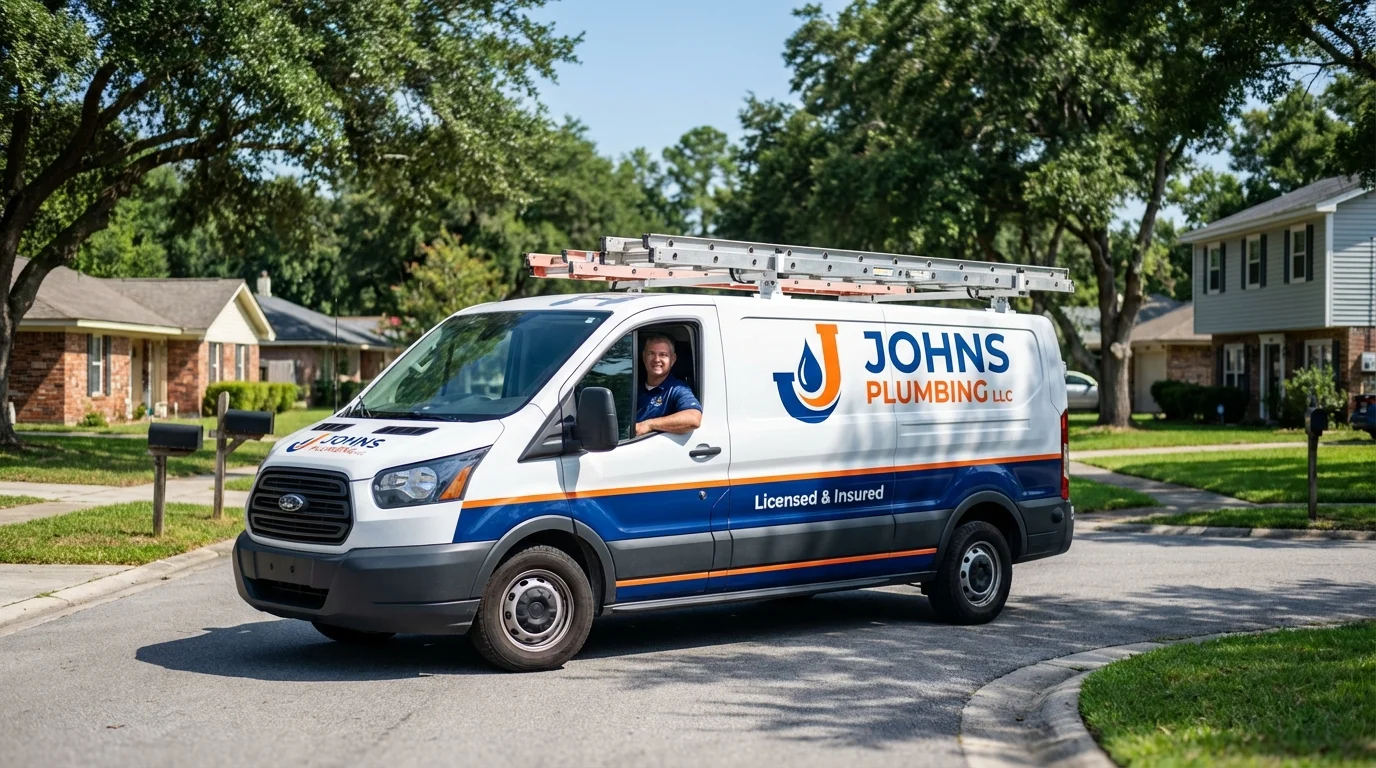 Johns Plumbing LLC service van in Terrebonne, OR
