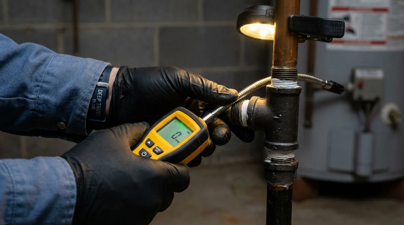 Gas leak detection with electronic sniffer by Johns Plumbing LLC in Terrebonne