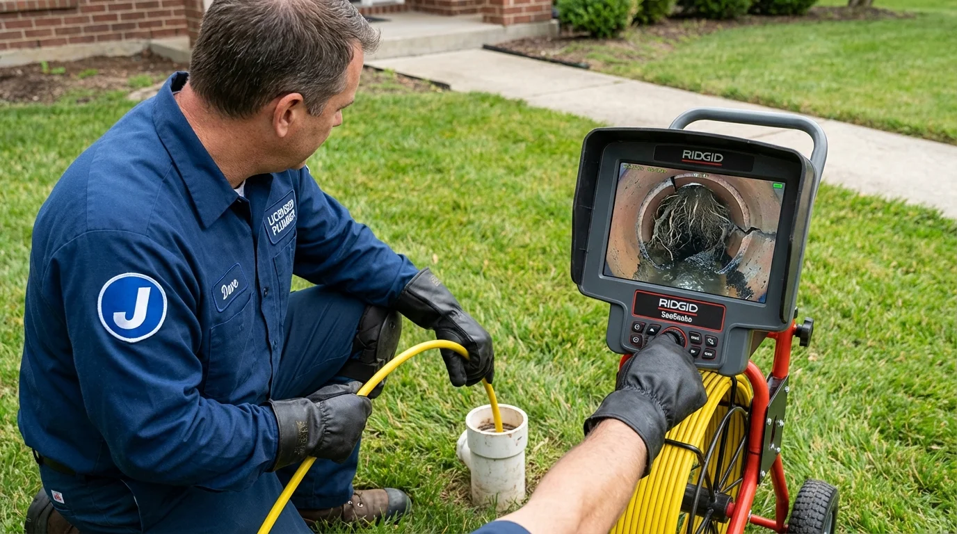 Sewer camera inspection being performed by Johns Plumbing LLC in Terrebonne